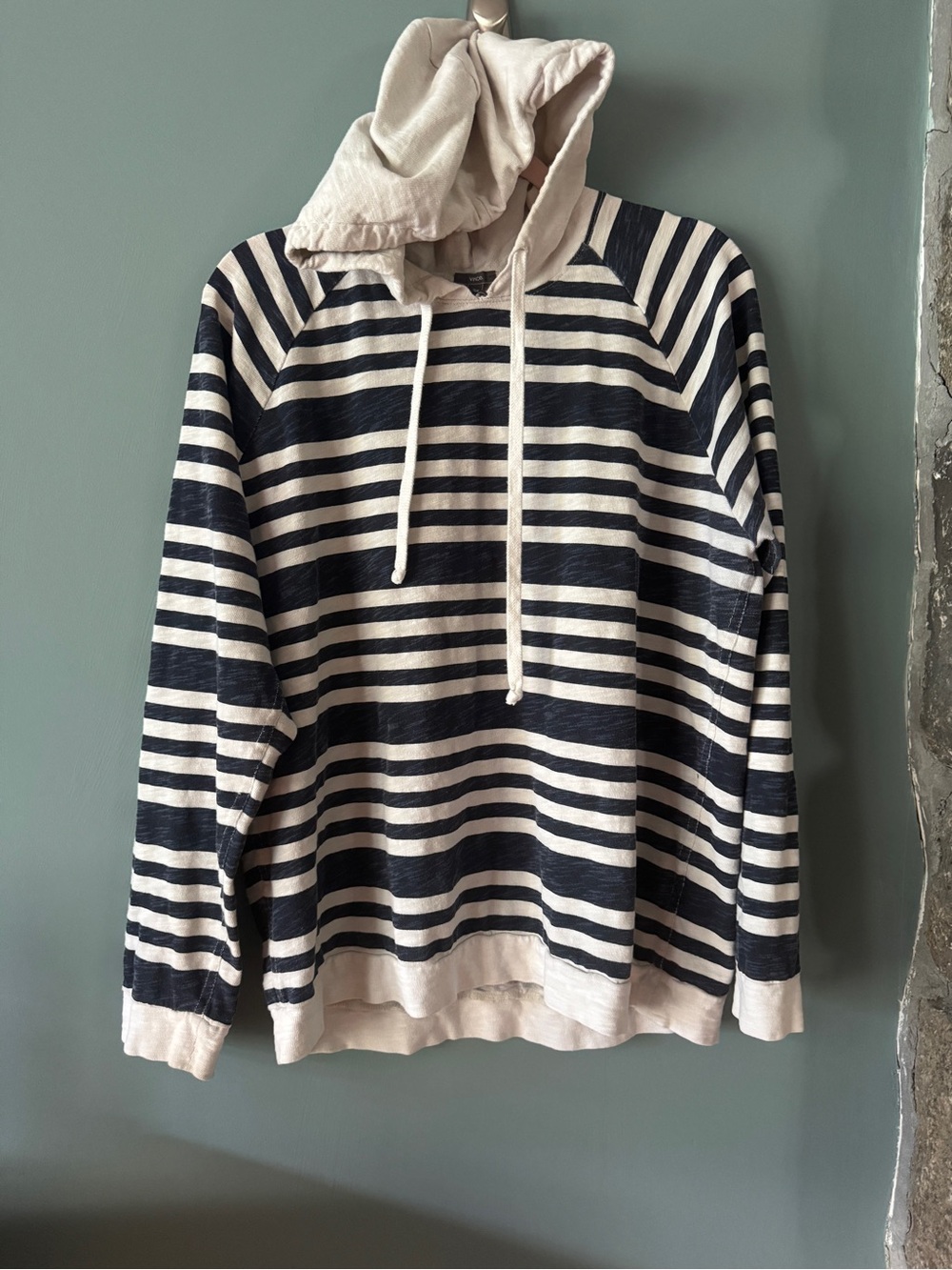 Vince Navy and White Striped Hooded Sweatshirt